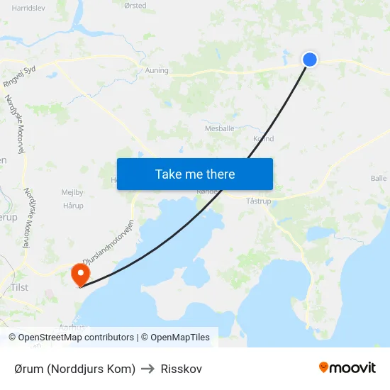Ørum (Norddjurs Kom) to Risskov map