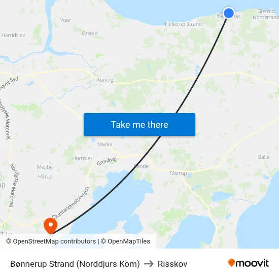 Bønnerup Strand (Norddjurs Kom) to Risskov map