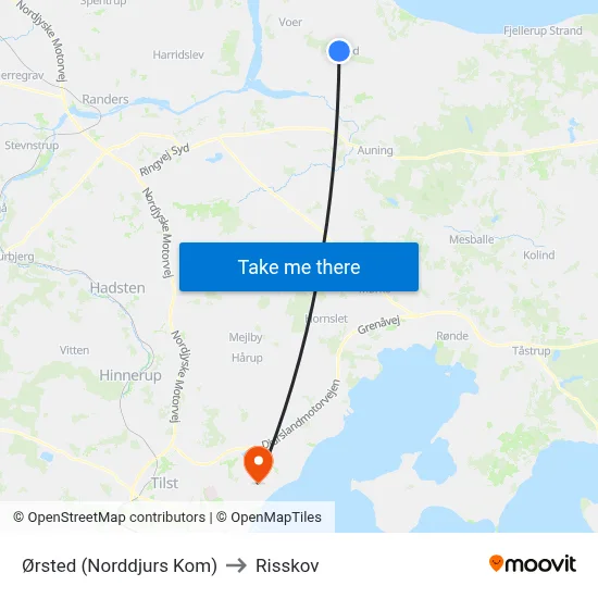 Ørsted (Norddjurs Kom) to Risskov map