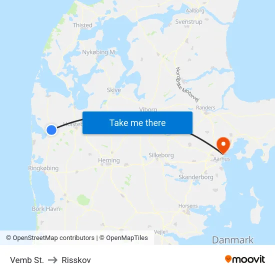 Vemb St. to Risskov map
