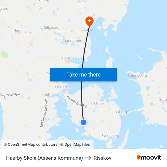 Haarby Skole (Assens Kommune) to Risskov map