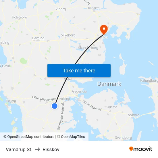 Vamdrup St. to Risskov map