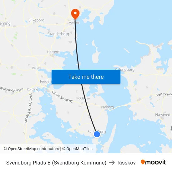 Svendborg Plads B (Svendborg Kommune) to Risskov map