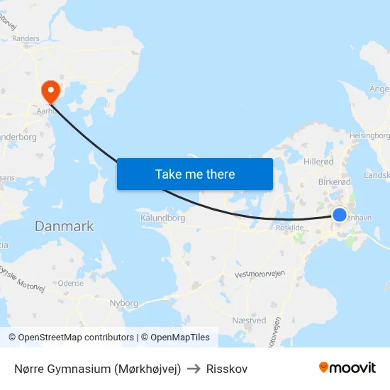 Nørre Gymnasium (Mørkhøjvej) to Risskov map