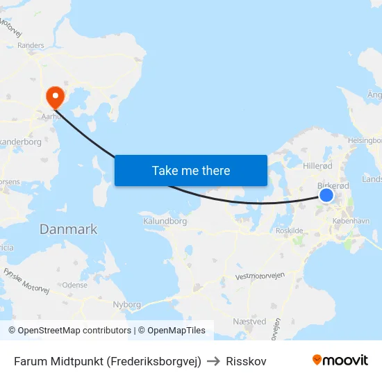 Farum Midtpunkt (Frederiksborgvej) to Risskov map
