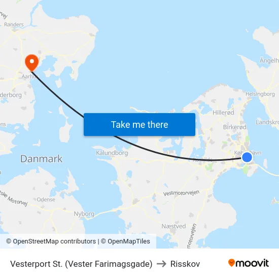 Vesterport St. (Vester Farimagsgade) to Risskov map