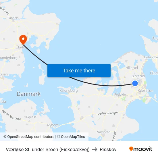 Værløse St. under Broen (Fiskebækvej) to Risskov map