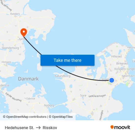 Hedehusene St. to Risskov map
