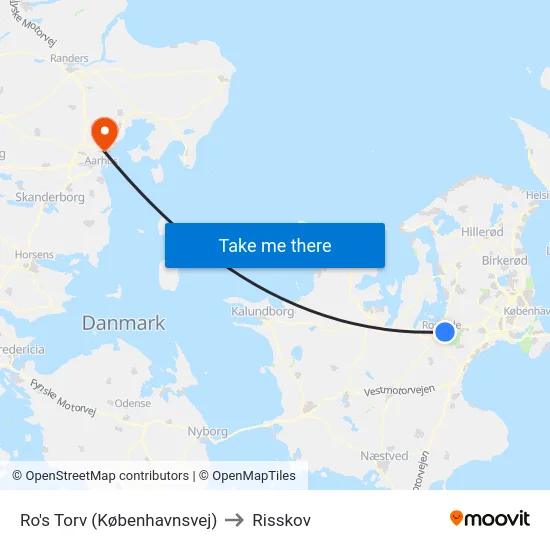 Ro's Torv (Københavnsvej) to Risskov map
