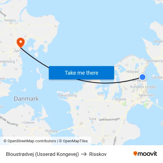 Bloustrødvej (Usserød Kongevej) to Risskov map