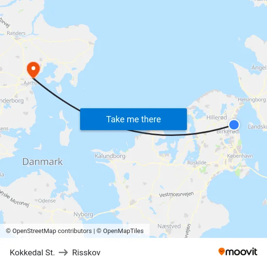 Kokkedal St. to Risskov map