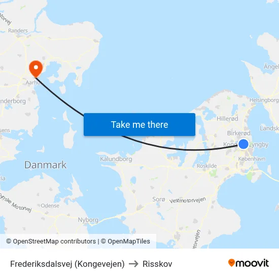 Frederiksdalsvej (Kongevejen) to Risskov map