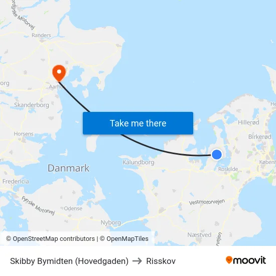 Skibby Bymidten (Hovedgaden) to Risskov map