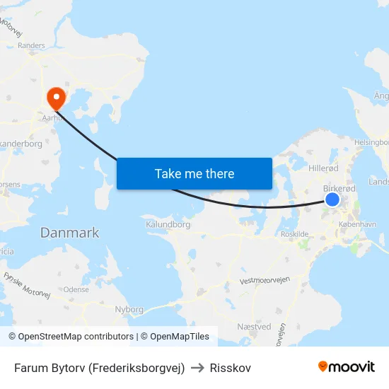 Farum Bytorv (Frederiksborgvej) to Risskov map