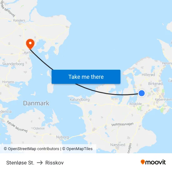 Stenløse St. to Risskov map