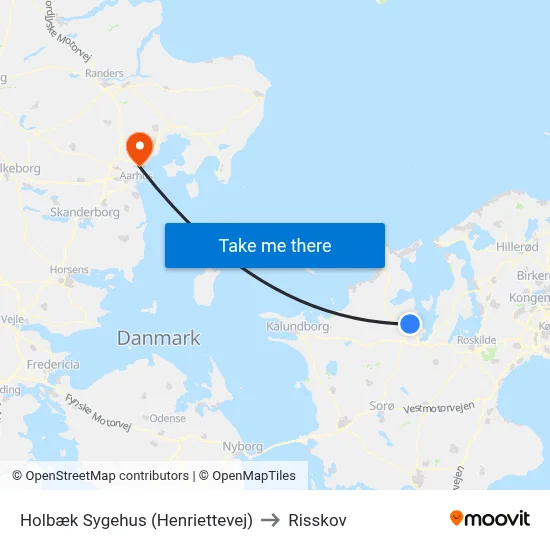 Holbæk Sygehus (Henriettevej) to Risskov map