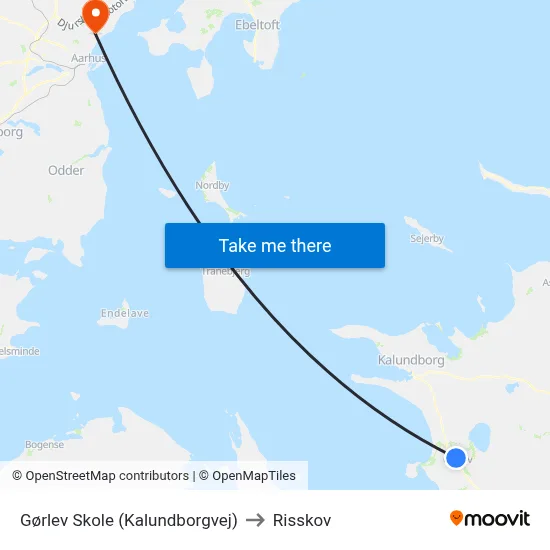 Gørlev Skole (Kalundborgvej) to Risskov map
