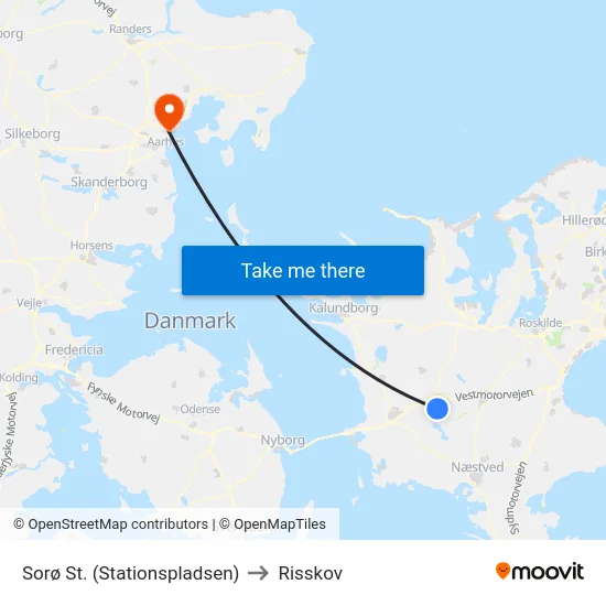 Sorø St. (Stationspladsen) to Risskov map