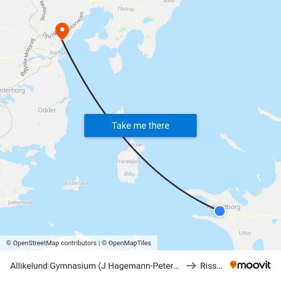 Allikelund Gymnasium (J Hagemann-Petersens Allé) to Risskov map