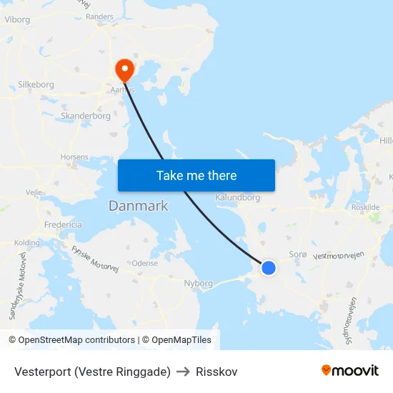 Vesterport (Vestre Ringgade) to Risskov map