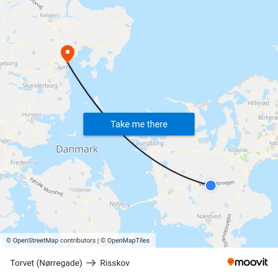 Torvet (Nørregade) to Risskov map