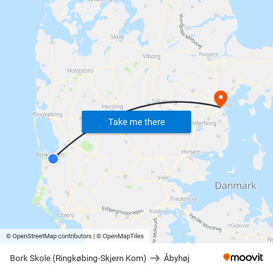 Bork Skole (Ringkøbing-Skjern Kom) to Åbyhøj map