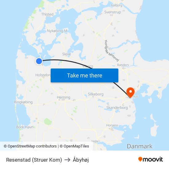 Resenstad (Struer Kom) to Åbyhøj map