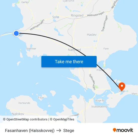 Fasanhaven (Halsskovvej) to Stege map