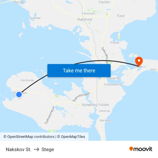Nakskov St. to Stege map