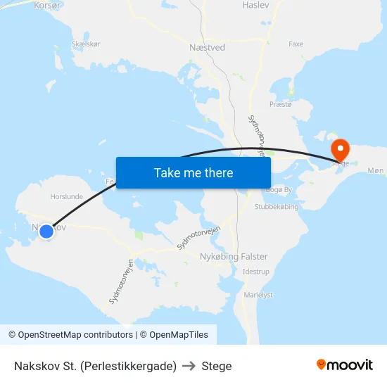 Nakskov St. (Perlestikkergade) to Stege map