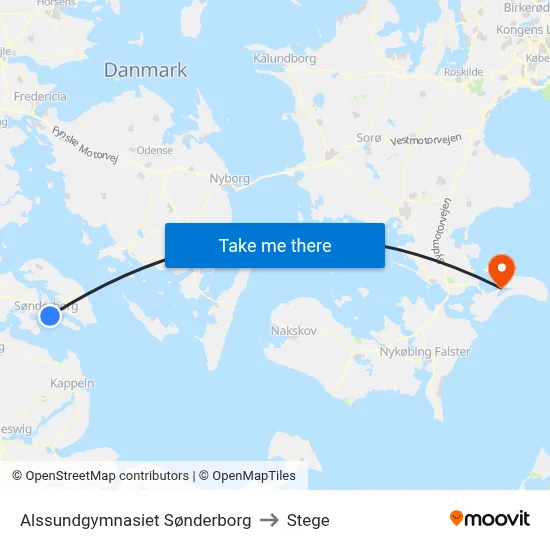 Alssundgymnasiet Sønderborg to Stege map