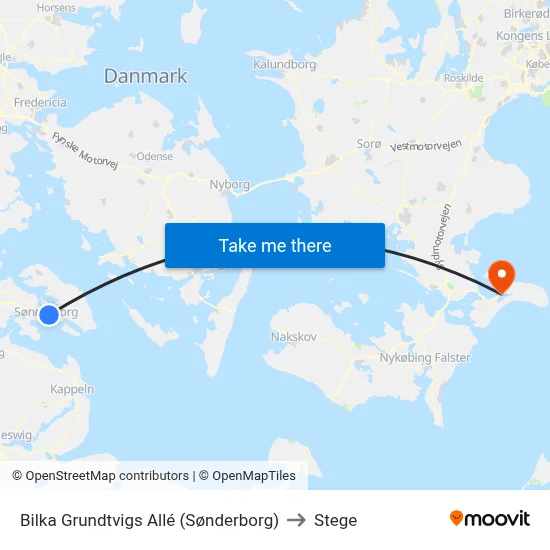 Bilka Grundtvigs Allé (Sønderborg) to Stege map