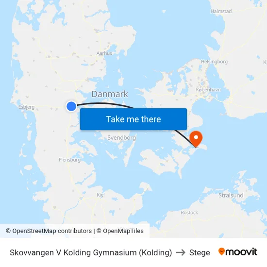Skovvangen V Kolding Gymnasium (Kolding) to Stege map