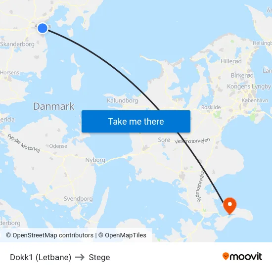 Dokk1 (Letbane) to Stege map