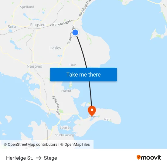 Herfølge St. to Stege map