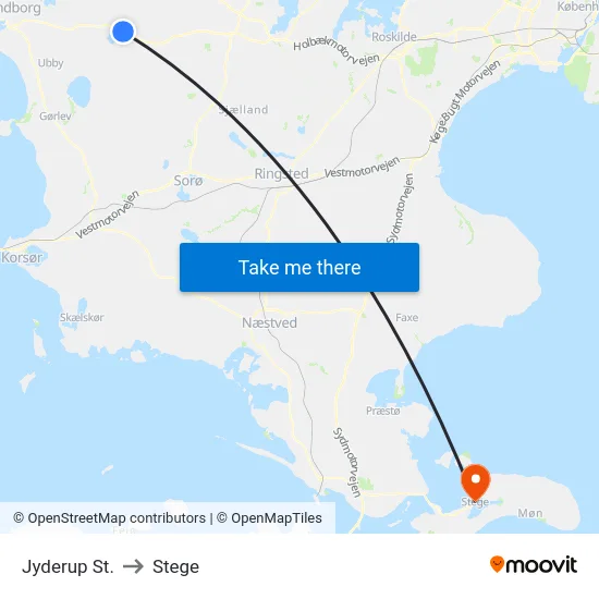 Jyderup St. to Stege map