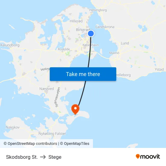 Skodsborg St. to Stege map