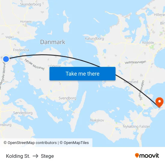 Kolding St. to Stege map
