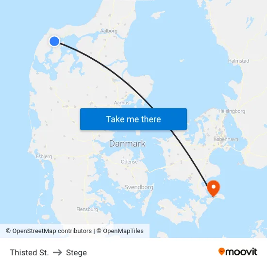 Thisted St. to Stege map