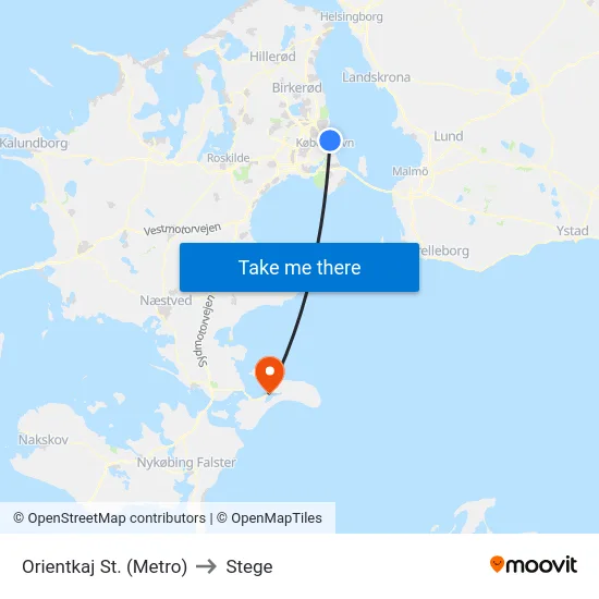 Orientkaj St. (Metro) to Stege map