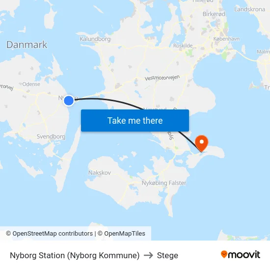 Nyborg Station (Nyborg Kommune) to Stege map