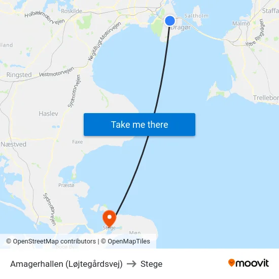 Amagerhallen (Løjtegårdsvej) to Stege map
