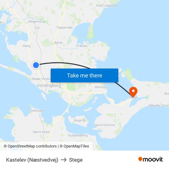 Kastelev (Næstvedvej) to Stege map