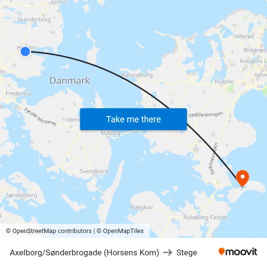 Axelborg/Sønderbrogade (Horsens Kom) to Stege map