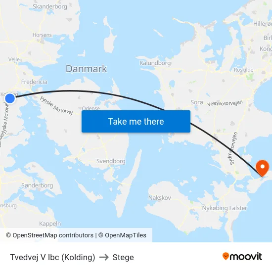 Tvedvej V Ibc (Kolding) to Stege map