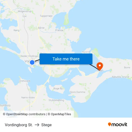 Vordingborg St. to Stege map