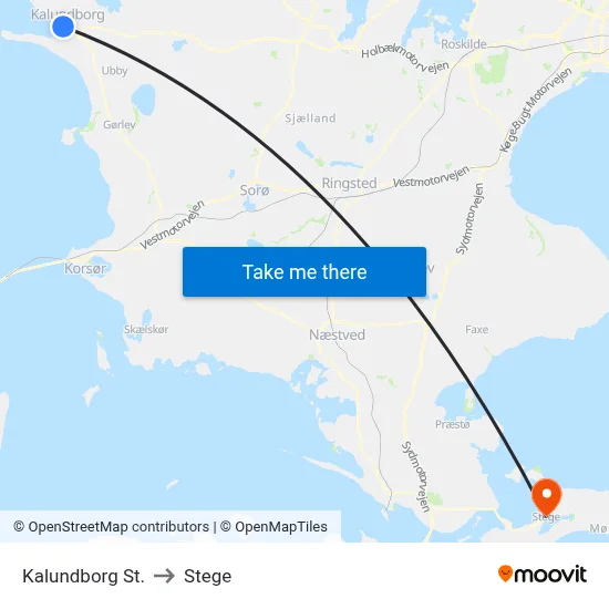 Kalundborg St. to Stege map