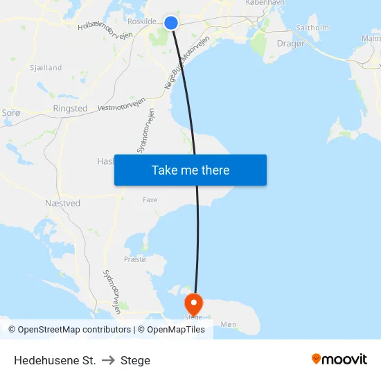 Hedehusene St. to Stege map