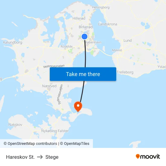 Hareskov St. to Stege map