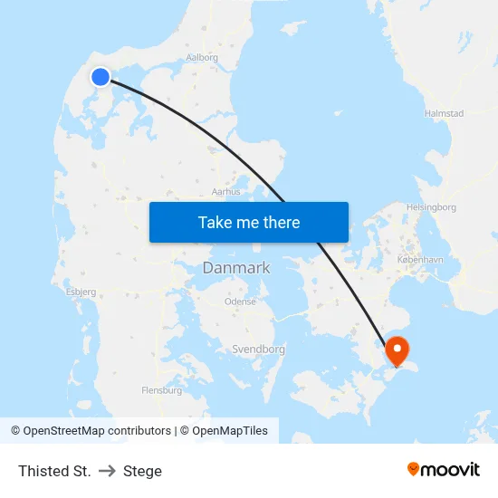 Thisted St. to Stege map